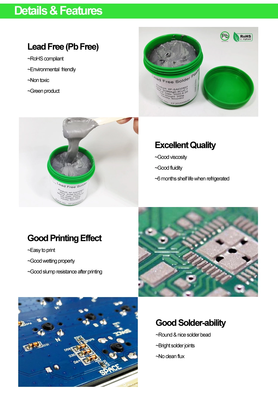 No Clean Low Temp SMT Solder Paste